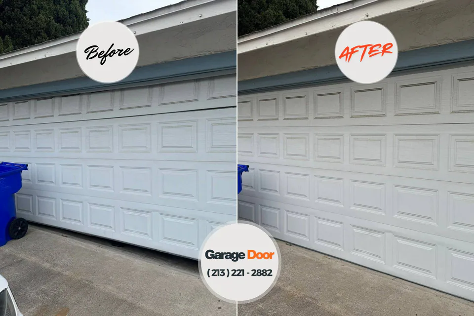 Before and after: garage door repair Sloan, NY
